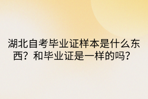 湖北自考毕业证样本是什么东西？和毕业证是一样的吗？