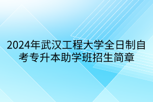 2024年武汉工程大学全日制自考专升本助学班招生简章