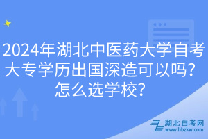 2024年湖北中医药大学自考大专学历出国深造可以吗？怎么选学校？