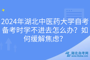 2024年湖北中医药大学自考备考时学不进去怎么办？如何缓解焦虑？