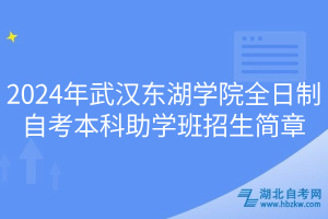 2024年武汉东湖学院全日制自考本科助学班招生简章