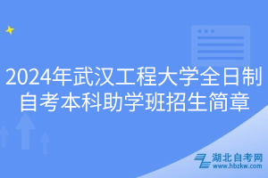 2024年武汉工程大学全日制自考本科助学班招生简章