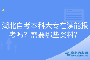 湖北自考本科大专在读能报考吗？需要哪些资料？