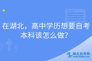 在湖北，高中学历想要自考本科该怎么做？