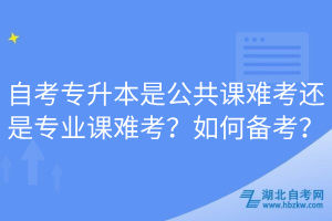 自考专升本是公共课难考还是专业课难考？如何备考？