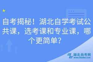 自考揭秘！湖北自学考试公共课，选考课和专业课，哪个更简单？