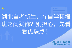 湖北自考新生，在自学和报班之间犹豫？别担心，先看看优缺点！