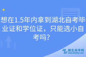 想在1.5年内拿到湖北自考毕业证和学位证，只能选小自考吗？