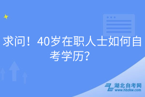 求问！40岁在职人士如何自考学历？