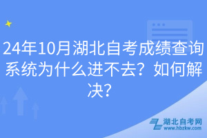 24年10月湖北自考成绩查询系统为什么进不去？如何解决？