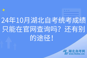 24年10月湖北自考统考成绩只能在官网查询吗？还有别的途径！