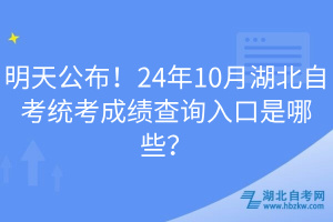 明天公布！24年10月湖北自考统考成绩查询入口是哪些？