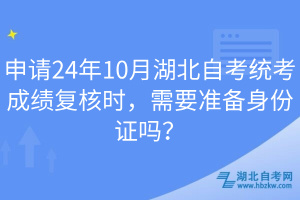 申请24年10月湖北自考统考成绩复核时，需要准备身份证吗？