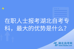 在职人士报考湖北自考专科，最大的优势是什么？