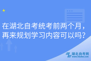 在湖北自考统考前两个月，再来规划学习内容可以吗？