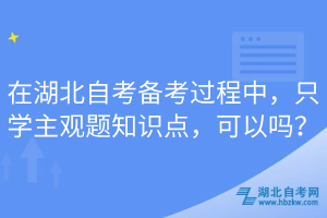 在湖北自考备考过程中，只学主观题知识点，可以吗？