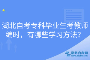 湖北自考专科毕业生考教师编时，有哪些学习方法？