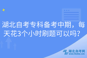 湖北自考专科备考中期，每天花3个小时刷题可以吗？