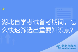 湖北自学考试备考期间，怎么快速筛选出重要知识点？