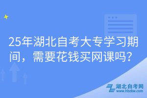 25年湖北自考大专学习期间，需要花钱买网课吗？