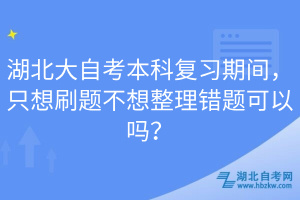 湖北大自考本科复习期间，只想刷题不想整理错题可以吗？