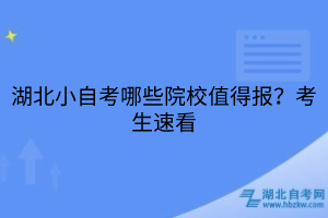 湖北小自考哪些院校值得报？考生速看