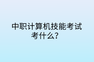 中职计算机技能考试考什么？