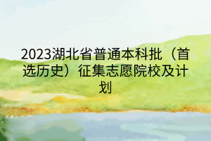 2023湖北省普通本科批（首选历史）征集志愿院校及计划