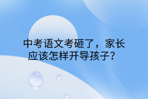 中考语文考砸了，家长应该怎样开导孩子？