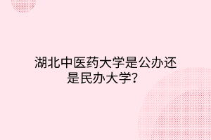 湖北中医药大学是公办还是民办大学？