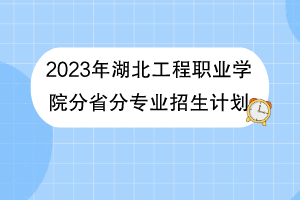 2023年湖北工程职业学院分省分专业招生计划