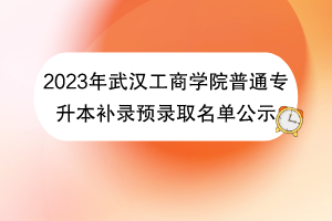 2023年武汉工商学院普通专升本补录预录取名单公示