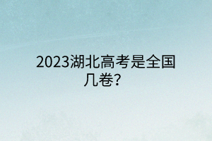 2023湖北高考是全国几卷？