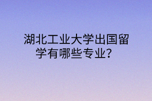 湖北工业大学出国留学有哪些专业？