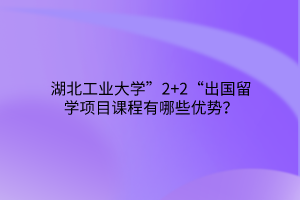 湖北工业大学”2+2“出国留学项目课程有哪些优势？