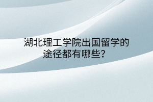 湖北理工学院出国留学的途径都有哪些？