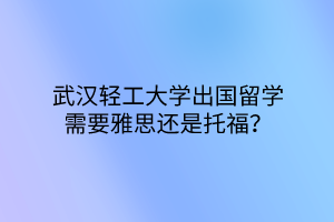 武汉轻工大学出国留学需要雅思还是托福？