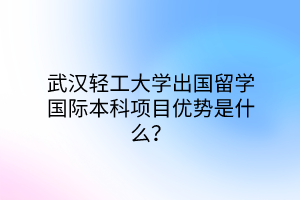 武汉轻工大学出国留学国际本科项目优势是什么？