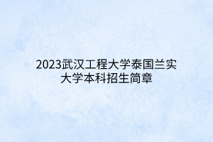 2023武汉工程大学泰国兰实大学本科招生简章