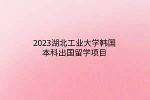 2023湖北工业大学韩国本科出国留学项目