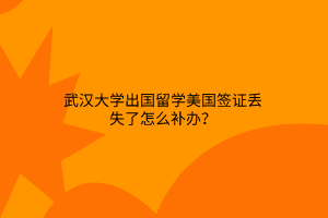 武汉大学出国留学美国签证丢失了怎么补办？