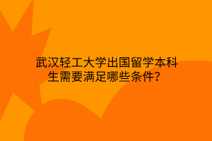 武汉轻工大学出国留学本科生需要满足哪些条件？