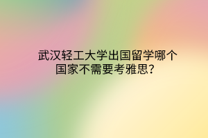 武汉轻工大学出国留学哪个国家不需要考雅思？