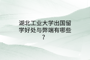 湖北工业大学出国留学好处与弊端有哪些？