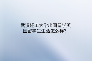 武汉轻工大学出国留学英国留学生生活怎么样？