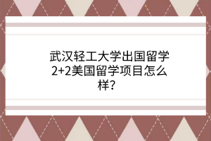 武汉轻工大学出国留学2+2美国留学项目怎么样？