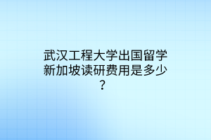 武汉工程大学出国留学新加坡读研费用是多少？