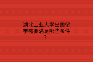 湖北工业大学出国留学需要满足哪些条件？