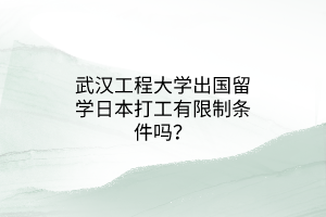 武汉工程大学出国留学日本打工有限制条件吗？