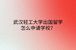 武汉轻工大学出国留学怎么申请学校？